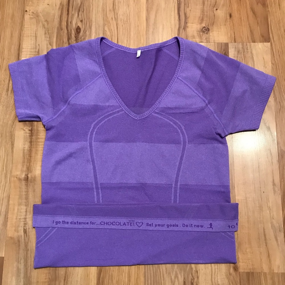 Lululemon Run Swiftly Tech Top Power Women’s Short Sleeve Shirt Size 10 Purple - Picture 3 of 6